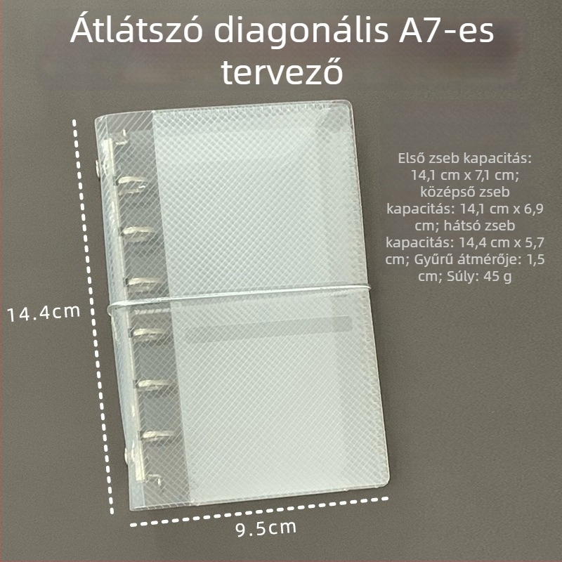M5 lazán leválasztható lapokhoz készült tok A7/A6 tervezőknek, áttetsző PP anyagú twill textúrával, hordozható vékony tok