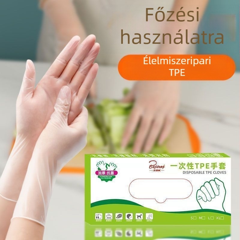 Élelmiszer-minőségű egyszer használatos kesztyűk, átlátszóak és extra vastagok, cateringhez és háztartási használatra