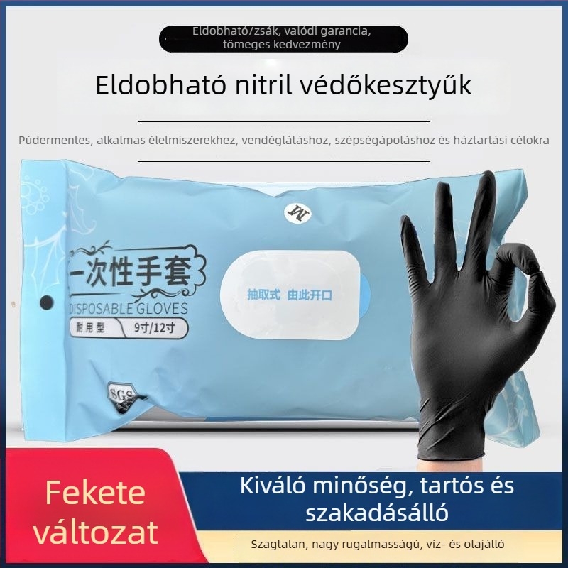 Eldobható kesztyűk, vastagított gumírozott latex PVC anyagból, élelmiszer-minőségű, cateringhez, konyhához és háztartáshoz, vízálló és tartós.