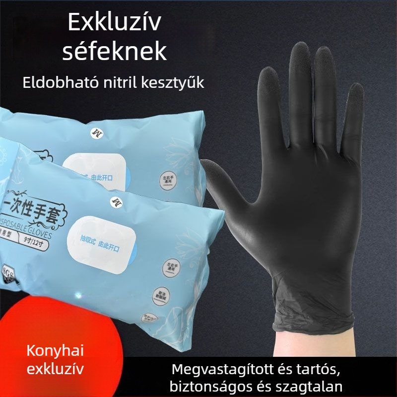 Eldobható kesztyűk, vastagított gumírozott latex PVC anyagból, élelmiszer-minőségű, cateringhez, konyhához és háztartáshoz, vízálló és tartós.