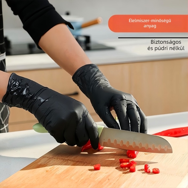 Nitril vastagított egyszer használatos kesztyűk – élelmiszer-minőségű, olaj- és vízálló