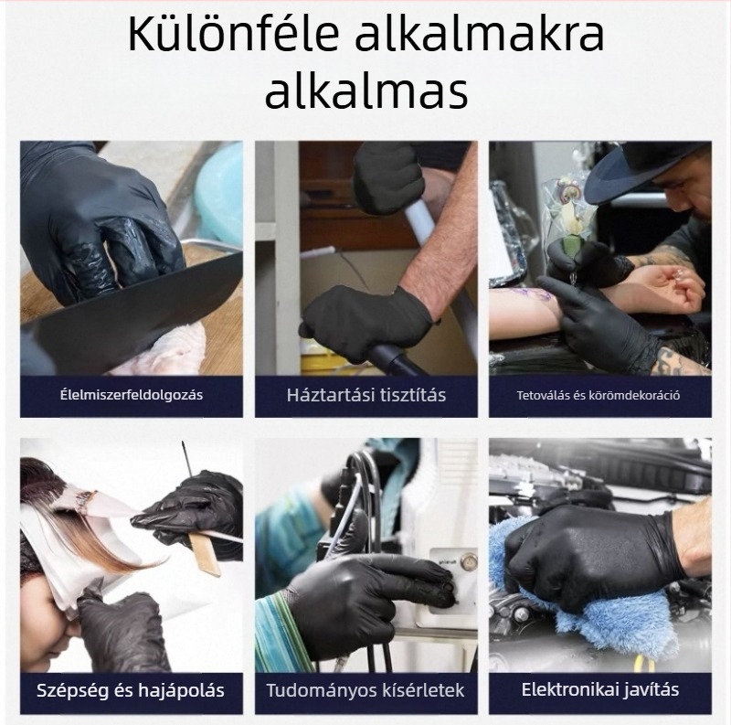 Egyszer használatos nitril kesztyű kozmetikai szalonokhoz és masszázshoz, 220 g tömeg, alkalmas szempillák hosszabbítására, manikűrre és tetoválásokhoz