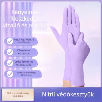 Élelmiszer-minőségű nitril kesztyűk konyhai mosogatáshoz, vastag, egyszínű, egyszer használható