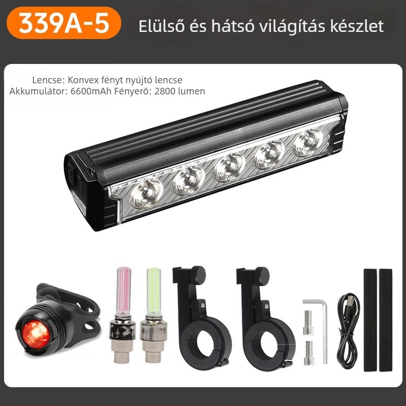 DRCKHROS hegyi kerékpár elülső lámpa – 6600 lumen, USB-C töltés, alumínium ötvözet test, csavaros rögzítés, éjszakai kerékpározáshoz