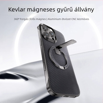 Fém telefon-tartó ujjgyűrűvel, magneses rögzítés, ultra vékony, összecsukható, anti‑rezgés funkció, ideális iroda, selfie és közvetítés