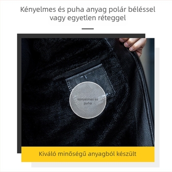 PU bőrdzseki szőrme gallérral, férfiaknak téli motoros stílusban, fleece béléses, meleg középkorú férfiaknak