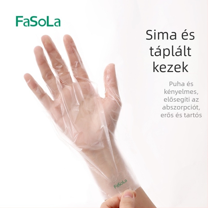 FaSoLa egyszer használatos átlátszó műanyag kesztyűk, élelmiszer-kezeléshez megerősítve, konyhai, vendéglátó és otthoni használatra