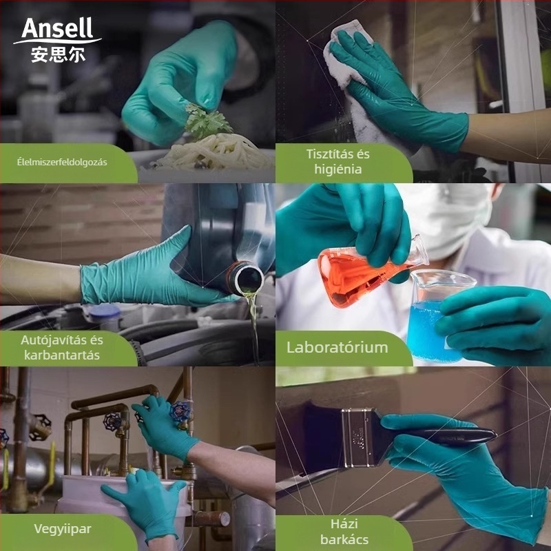 Egyszer használatos nitril kesztyűk – élelmiszer-minőségűek, laboratóriumi használatra, kopásálló munkavédelmi kesztyűk