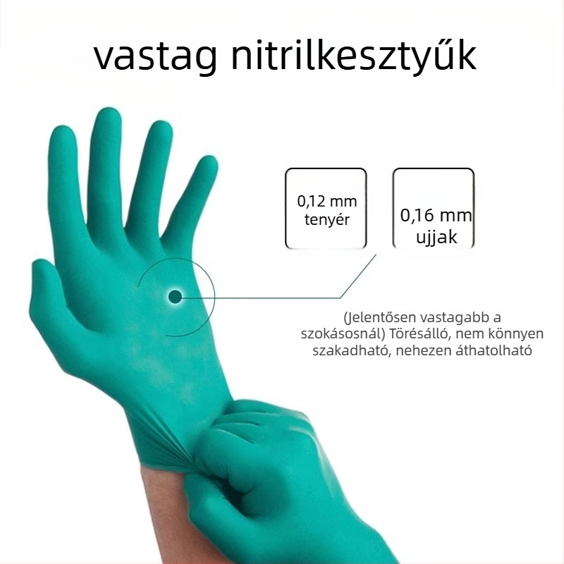 Egyszer használatos nitril kesztyűk – élelmiszer-minőségűek, laboratóriumi használatra, kopásálló munkavédelmi kesztyűk