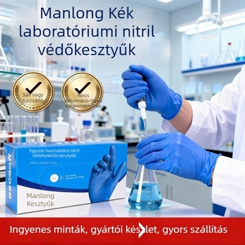 Egyszer használatos nitril kesztyű, pormentes, 5 g, olaj- és sav-bázis ellenálló, élelmiszer-minőségű