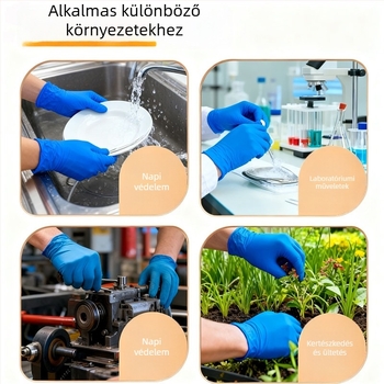Egyszer használatos nitril kesztyű, pormentes, 5 g, olaj- és sav-bázis ellenálló, élelmiszer-minőségű