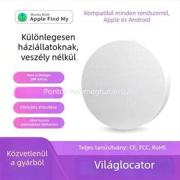 Bluetooth tracker Tag-A, kompatibil Android és iOS-szal, hatótávolság 50 m, akkumulátor 210 mAh, súly 7,5 g