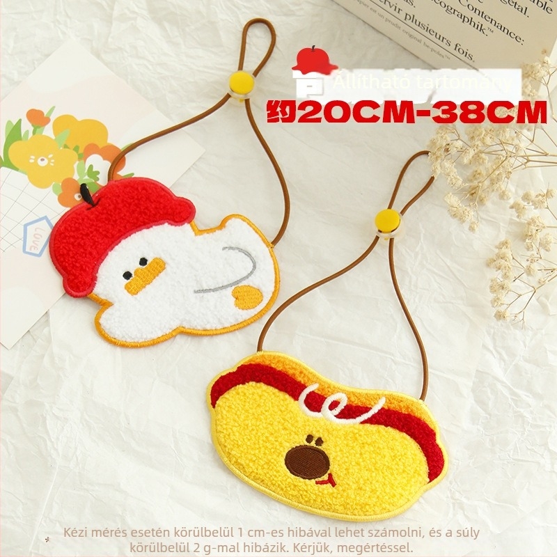 Pet cartoon-embroidered bib with towel, felt material, adjustable collar