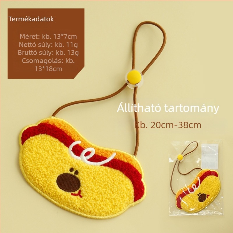 Pet cartoon-embroidered bib with towel, felt material, adjustable collar
