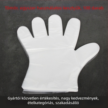 Egyszer használatos PE kesztyűk, átlátszóak, olajállóak, 1 Silk vastagság, 100 darab csomagban