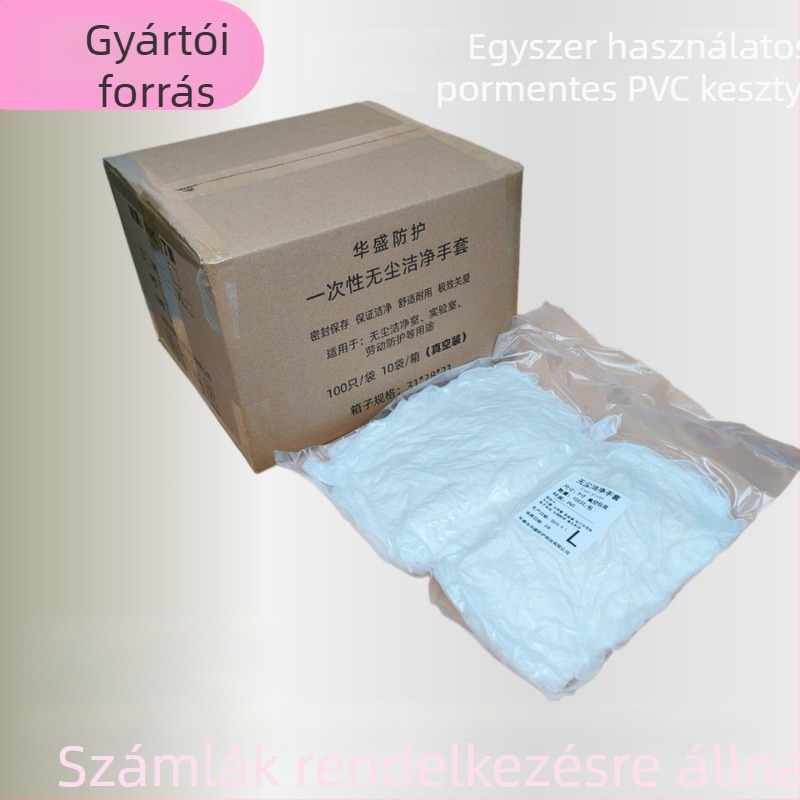 Egyszer használatos PVC kesztyűk, antistatikus, vastagított, élelmiszer-minőségű, elektronikai munkákhoz és élelmiszer-feldolgozáshoz