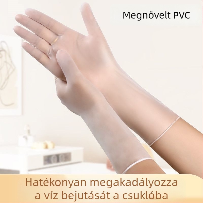 Egyszer használatos PVC hosszú ujjú kesztyű hajmosáshoz, hátmasszázshoz, test- és lábterápiához; vízálló és olajálló