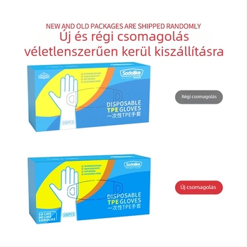 Sodolike 100 db TPE kesztyű, vastagított, egyszer használatos, átlátszó, dobozos csomagolás, háztartási használatra