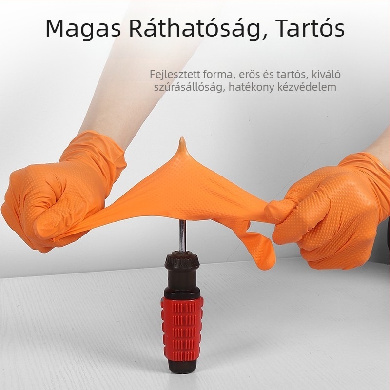 Yingke egyszer használatos nitril kesztyű gyémánt mintával, vastag, csúszásmentes, olajálló, kézvédelem
