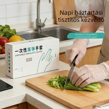 Egyszer használatos TPE kesztyűk, élelmiszer-biztonsági minőség, átlátszó, csúszásmentes, vastagság >0,3 mm
