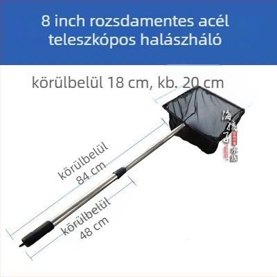 Rozsdamentes acélból készült, kihúzható akváriumi háló, Fuxiang márka, aranyhalakhoz, tömeg 0.4