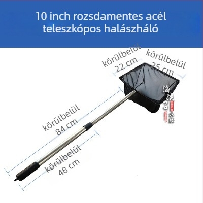 Rozsdamentes acélból készült, kihúzható akváriumi háló, Fuxiang márka, aranyhalakhoz, tömeg 0.4