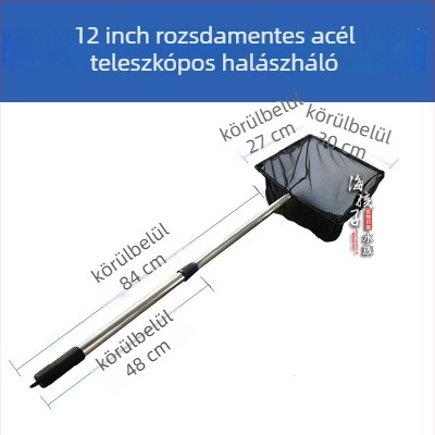 Rozsdamentes acélból készült, kihúzható akváriumi háló, Fuxiang márka, aranyhalakhoz, tömeg 0.4