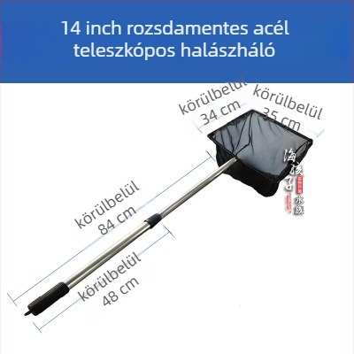 Rozsdamentes acélból készült, kihúzható akváriumi háló, Fuxiang márka, aranyhalakhoz, tömeg 0.4