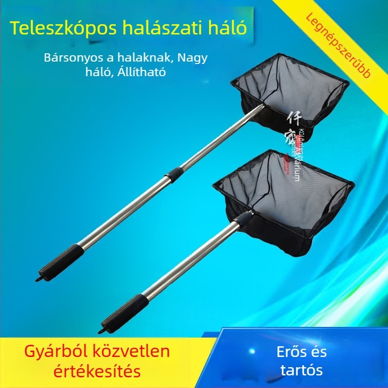 Rozsdamentes acélból készült, kihúzható akváriumi háló, Fuxiang márka, aranyhalakhoz, tömeg 0.4