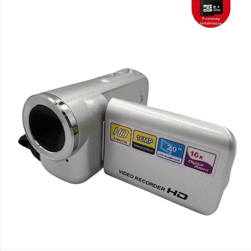 Dv22 digitális DV kamera otthoni használatra CMOS szenzorral, 16x optikai zoom, 1080p felvétel, SD kártya tárhely