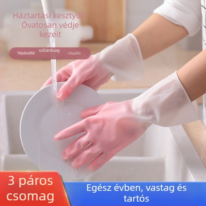Latex mosogatós kesztyűk — vastagított, vízálló, tartós konyhai és mosási felhasználásra