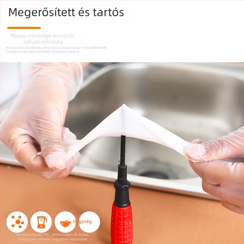 Egyszer használatos kesztyűk, élelmiszer-minőségű PVC, latex és nitril összetevőkkel, megerősített, konyha, catering, sütés, higiénia és szépségszalon számára