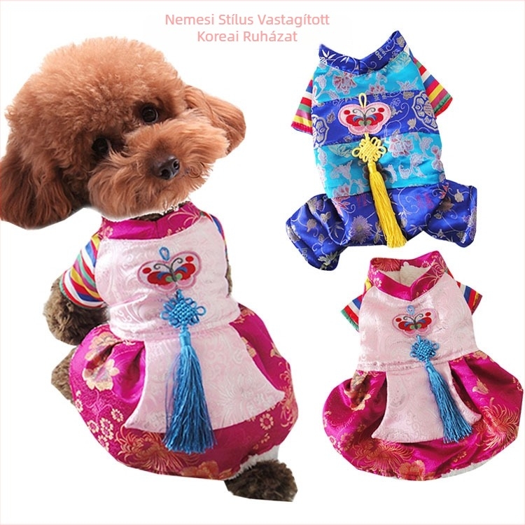 Hanbok kutyaruha, selyem, japán–koreai stílus, háziállat ruházat