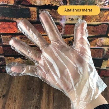 Egyszer használatos étkezési kesztyű, PE-filmmel vastított, átlátszó
