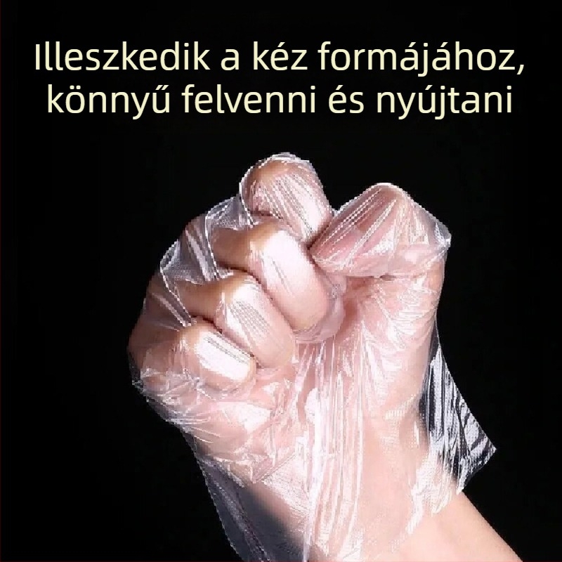 Egyszer használatos étkezési kesztyű, PE-filmmel vastított, átlátszó