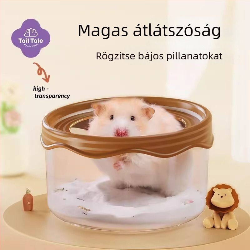 Átlátszó műanyag hörcsög fürdéséhez és homokfürdőjéhez tervezett tál, kétfunkciós – fürdés és toalett, eredet: Kína, márka: Egyéb