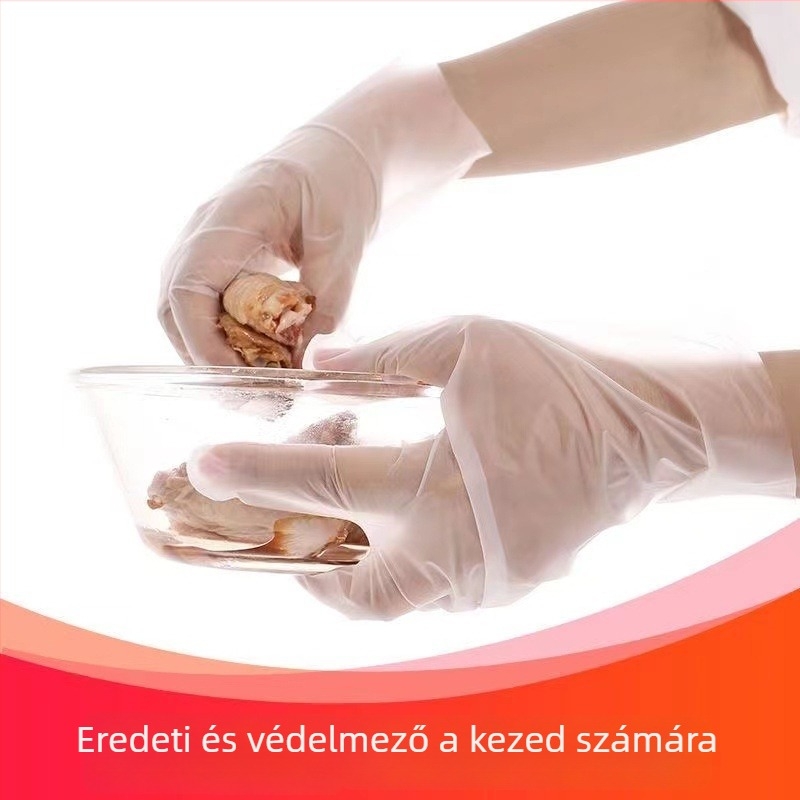Egyszer használatos TPE kesztyűk, vastagított, élelmiszer-minőségű, átlátszó, konyhai tisztításra, dobozban 100 db