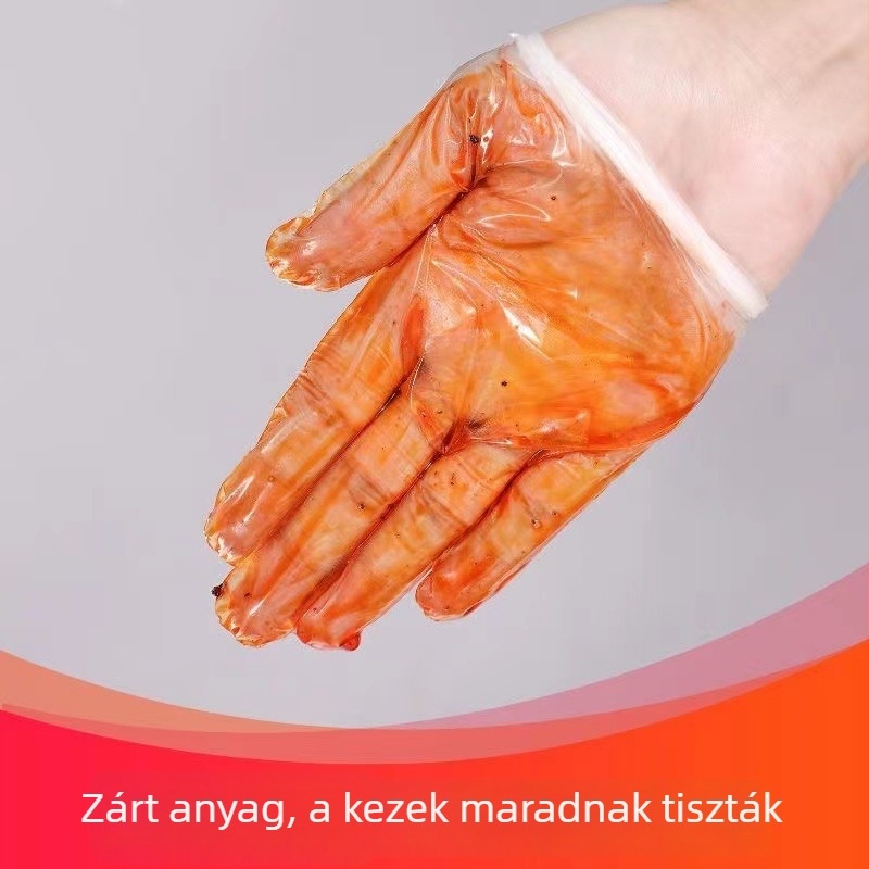 Egyszer használatos TPE kesztyűk, vastagított, élelmiszer-minőségű, átlátszó, konyhai tisztításra, dobozban 100 db