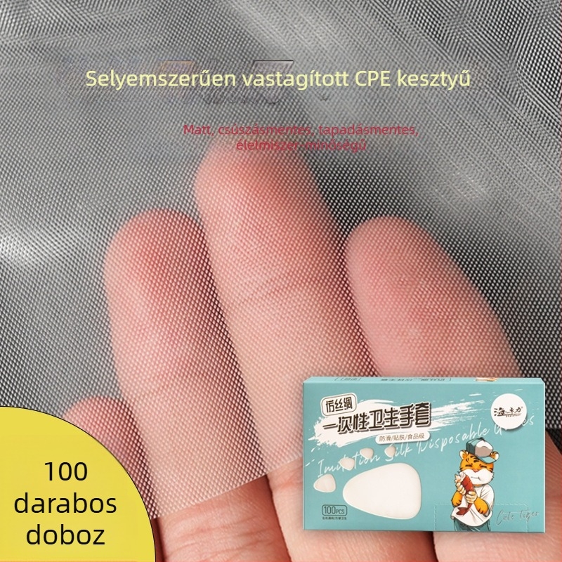 Zhuoli extra vastag CPE egyszer használatos kesztyű, matt felület, vízálló, élelmiszer kiszolgálásra, dobozban 100 db