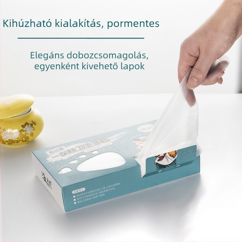 Zhuoli extra vastag CPE egyszer használatos kesztyű, matt felület, vízálló, élelmiszer kiszolgálásra, dobozban 100 db