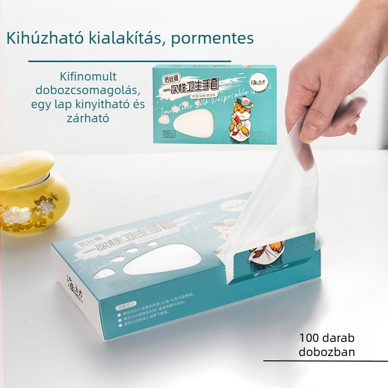 Zhuoli extra vastag CPE egyszer használatos kesztyű, matt felület, vízálló, élelmiszer kiszolgálásra, dobozban 100 db