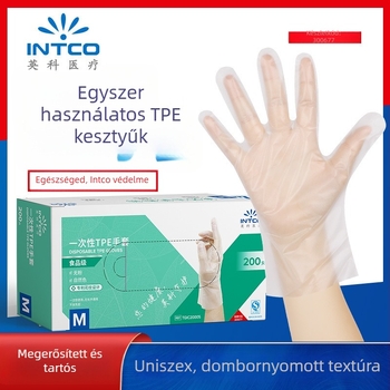 INTCO Medical egyszer használatos TPE kesztyűk – élelmiszer-minőség, átlátszó, vastag és tartós