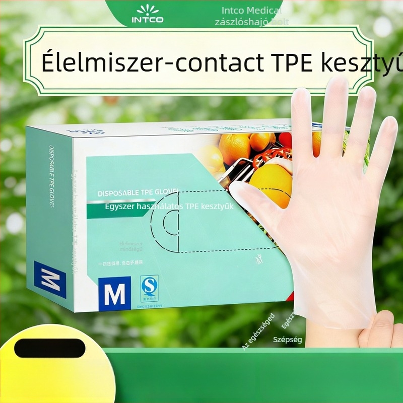 INTCO Medical egyszer használatos TPE kesztyűk – élelmiszer-minőség, átlátszó, vastag és tartós