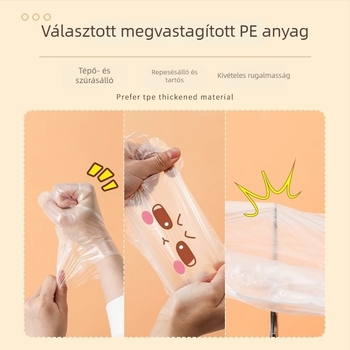 Egyszer használatos polietilén kesztyűk, élelmiszer-minőségű, vastagított, átlátszó, kopásálló, konyhai és catering felhasználásra, dobozban 120 darab