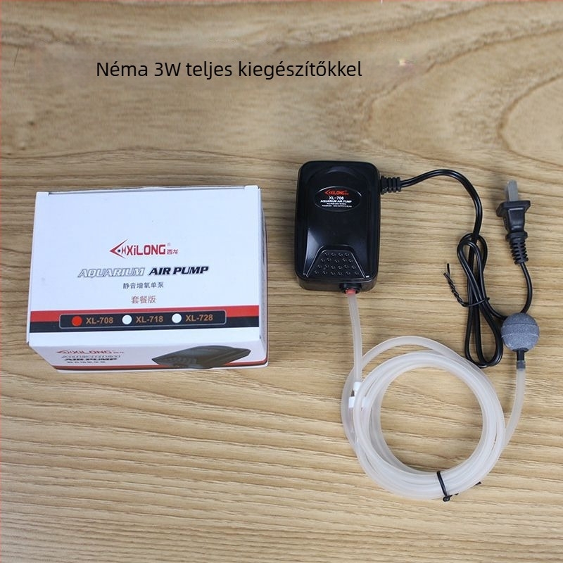 Akváriumi oxigén-aerátor, ultracsendes, háztartási használatra