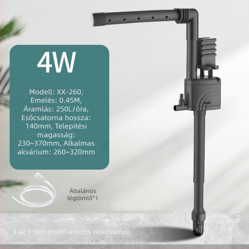 Három az egyben akváriumi merülő szivattyú felső szűrővel, beépített oxigénellátás és áramlás, csendes működés