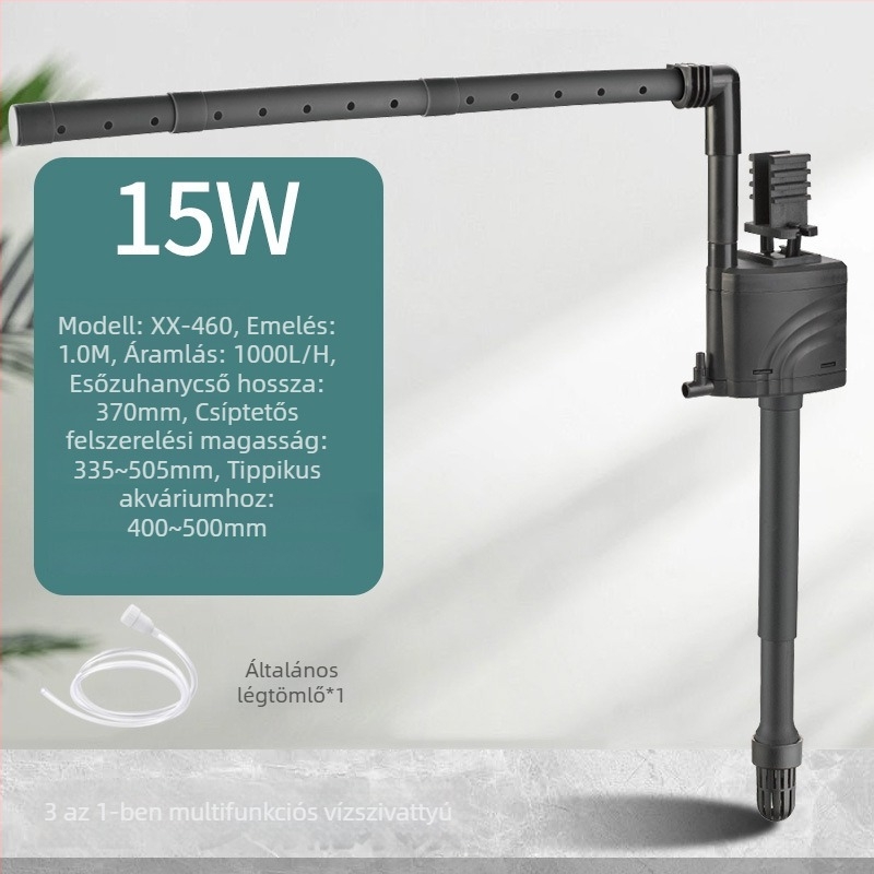 Három az egyben akváriumi merülő szivattyú felső szűrővel, beépített oxigénellátás és áramlás, csendes működés