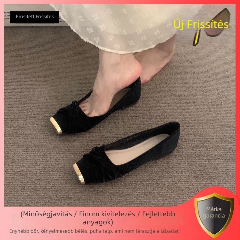 Női slip-on lapos talpú cipő mindennapi viseletre, négyszögletes orr, alacsony sarok 1-3 cm, gumitalp, belső talp Super Fiber