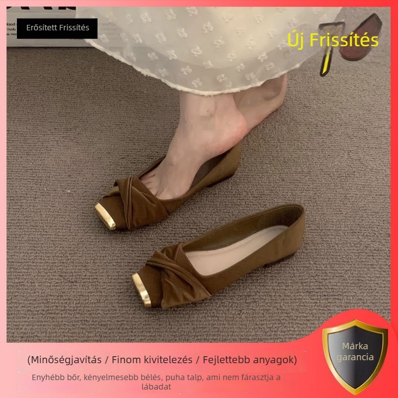 Női slip-on lapos talpú cipő mindennapi viseletre, négyszögletes orr, alacsony sarok 1-3 cm, gumitalp, belső talp Super Fiber