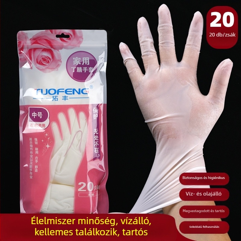 Egyszer használatos nitril kesztyűk, hosszított kivitelben, konyha és catering számára, vízálló, általános vastagság, 2 darabos csomag